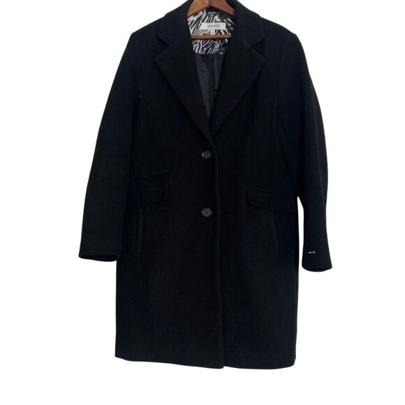 Nine West Wool Blend Single Breasted Long Sleeve Coat Jacket Black Size Large - Picture 1 of 7
